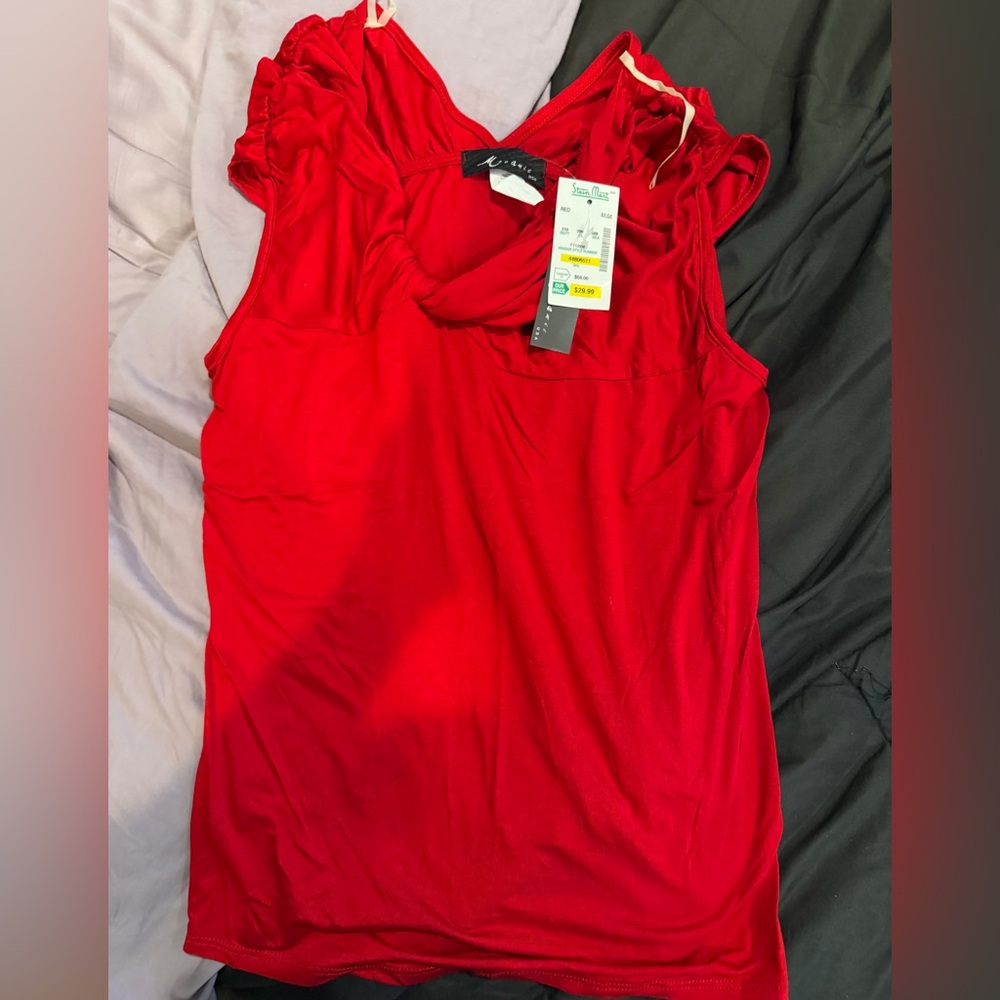 Women's Red Ruffle Sleeve Tank Top by Sonoma